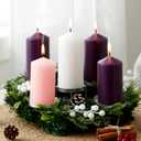 7 Pcs Christmas Advent Wreath Set with 3x6'' Pillar Candles Rustic Advent Wreath Candleholder and Pillar Candles Unscented Christmas Centerpiece Table Decor for Holiday Church Home (Silver)