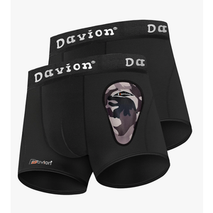 Davion 2-Pack Boys Underwear with 1 Soft Protective Athletic Cup Youth Briefs for Football, Baseball, Lacrosse, Size XL