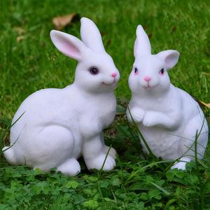1 Pair Garden Statues Bunny Decor Resin Rabbit Figurine Cute Fairy Garden Decor Outdoor Statues for Patio Yard Porch Balcony Gifts for Women Mom Grandma White (Smill)