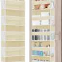 2 Pack Over The Door Storage Organizer with 5 Pockets 10 Mesh Pockets, 44 lbs Weight Capacity Door Hanging Organizers and Storage for Bedroom,Bathroom, Nursery, Kidroom, Babyroom (Beige)