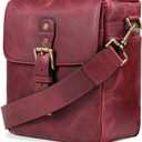 MegaGear Genuine Leather Camera Messenger Bag Mirrorless Portable electronic device cover (Maroon)