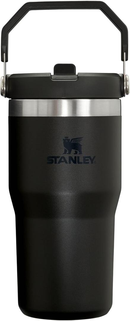 Stanley IceFlow Flip Straw Tumbler with Handle 20 oz | Twist On Lid and Flip Up Straw | Leak Resistant Water Bottle | Insulated Stainless Steel |BPA-Free | Black 2.0