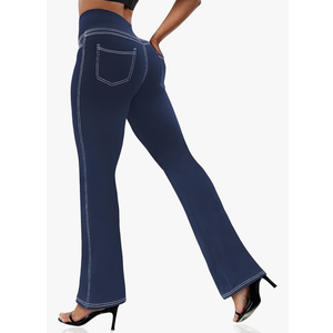 VOOVEEYA Women's Bootcut Leggings - Bootleg Yoga Pants Flare with 4 Pockets,Tummy Control High Waisted Casual Dress Pants. large size