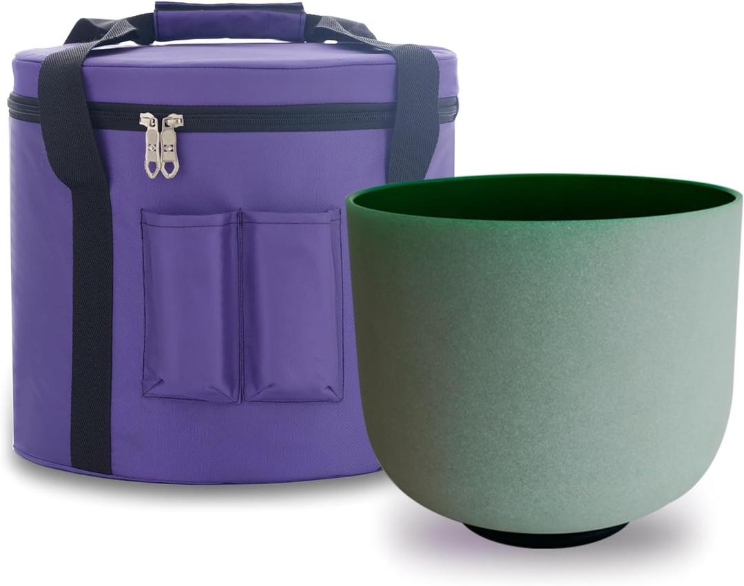 KVKA 432 Hz Heart Chakra Crystal Singing Bowl Green Color Singing Bowls F Note 8 Inch With Carrying Case (432hz, F Note Heart Chakra)