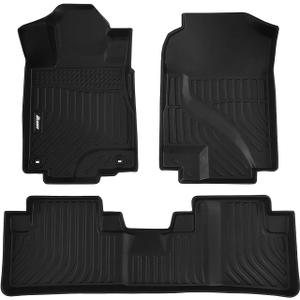 IKON MOTORSPORTS 3D TPE Floor Mats, Compatible with 2012-2016 Honda CR-V LX SE EX Models, All Weather Waterproof Anti-Slip Floor Liners, Front & 2nd Row Full Set Car Interior Accessories, Black