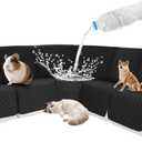 Waterproof Sectional Reclining Couch Covers L Shaped Recliner Sectional Sofa Cover 7 Piece Non Slip Washable Corner Recliner Slipcover Set for Pet Dog (5 Seater Cover, Black)