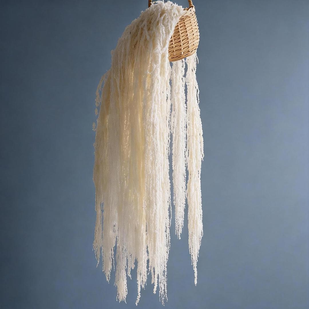 Silva Loup 24pcs Natural Dried Wisteria Hanging Flowers 30" - Bleached White Vine for Wedding Bouquets, Wall Decor | Shedding Note & Mess-Free Use Tips Included
