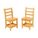ECR4Kids Three Rung Ladderback Chair with Storage, 14in Seat Height, Classroom Seating, Honey, 2-Pack