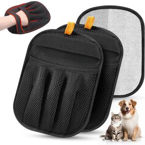 2Pcs Pet Hair Removal Glove for Cats & Dogs, 2025 Newly Upgraded Five-Finger Electrostatic Pet Hair Gloves, Reusable Pet Hair Remover Tool for Laundry, Couch, Carpet, Car Seat
