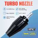 YAMATIC Pressure Washer Tips Turbo Nozzle, 360 Rotating Spray Turbo 3000 PSI 4.0GPM with 1/4" Quick Connector, Compatible with Ryobi, Greenworks, Craftsman, Troybilt, Simpson