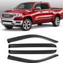Window Rain Guards for 2019-2025 Dodge Ram 1500 Crew Cab(New Body Style), Tape-on Window Visors Wind Deflectors Shade Vent Sun Visors Rain Shields 2020 2021 2022 2023 2024, 4PCS