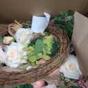 Fall Wreaths for Front Door Outside 24inch Large Autumn Wreath with Pink Pumpkins, Rose,Babysbreath,Eucalyptus& Leaves for Fall Door Wreath and Outdoor Wreaths Indoor Thanksgiving Decorations