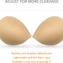 Wingslove Adhesive Bra Reusable Strapless Self Silicone Push-up Invisible Sticky Bras for Backless Dress (Beige, S)