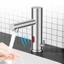 Achelous Stainless Steel Automatic Touchless Bathroom Sink Faucet, Hands Free Infrared Sensor Basin Faucet with Temperature Control, Battery Powered Sensor Bathroom Tap Brushed Nickel