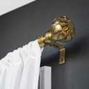 1 Inch Single Curtain Rods 72 to 144 Inches Adjustable Drapery Rods for Window width 68 to 140 Inches, Carved Leaves Finials, Brushed Gold