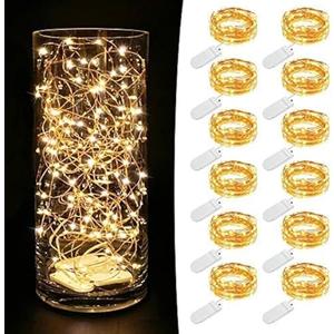 MUMUXI 11 Pack 7.2ft Fairy Lights Battery Operated String Lights, Mini LEDs for Centerpiece Table Decorations, Wedding Party Bedroom Mason Jar Christmas Decor, Warm White