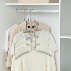 Nature Smile No Shoulder Bump Multiple Sweater Coat Clothes Hangers, Multi Layers Space Saving T Shirt Blouse Rack,( 2 Pack Light Grey Color)