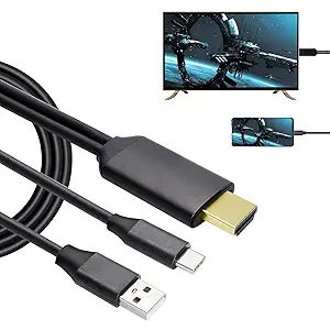 ECDREAM USBC to HDMI Adapter, 6Ft Wired Screen Mirroring Cable with 2in1 Display & Charging for MacBook Pro/iPad Pro/Chromebook/Samsung Phones to TV/Monitor/Projector