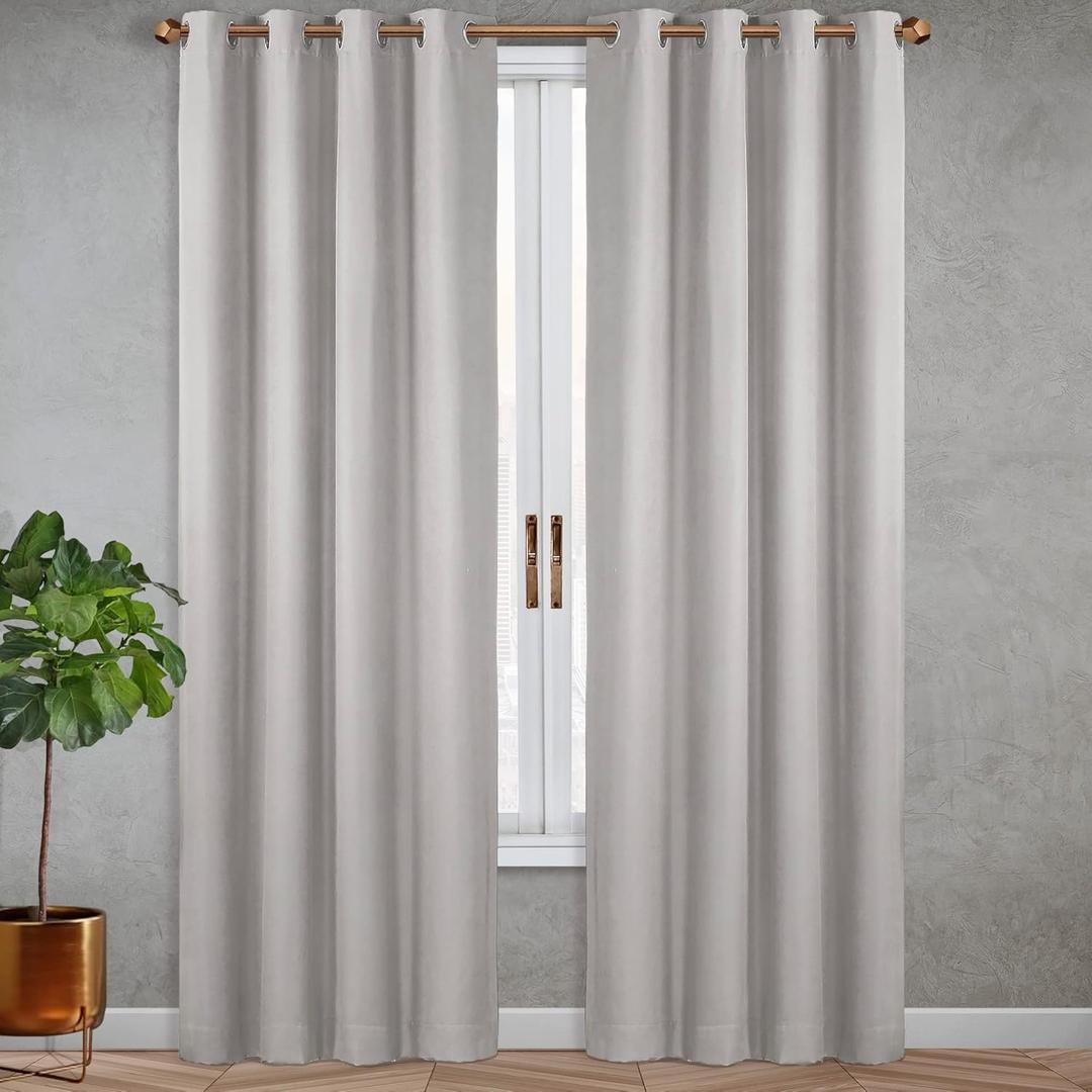 SUN+BLK Nantes Luxury Insulated Total Blackout Grommet Single Curtain Panel, Noise Reducing, Light Blocking, Silver, 52x84