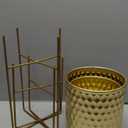 TRIROCKS Set of 2 Planters with Stand Indoor Outdoor Metal Plant Stand 8 * 18 &7 * 12 "Modern Planters Flower Pots for Living Room Corner Kitchen Office Garden Balcony Patio Decor(Gold)