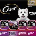 Cesar Wet Dog Food Steak Lovers Variety Pack, Adult, Wet Food for Dogs with Real Meat, 3.5 oz Easy Peel Trays, 24 Count BBD: 

11/03/27