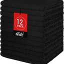 HOMEXCEL Black Washcloths 12 Pack, Highly Absorbent and Soft Microfiber Face Towel, Makeup Remover Towels, Multi-Purpose Wash Cloths for Bathroom, Hotel, Spa, Gym, and Kitchen, 12x12 Inch