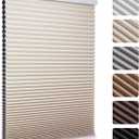 MYshade Cordless Blackout Cellular Shades, 1.5" Honeycomb Window Blinds for Bedroom & Nursery, Thermal Insulated, Noise Reducing, Privacy Shades, Inside or Outside Mount (35" W x 64" H, Beige)