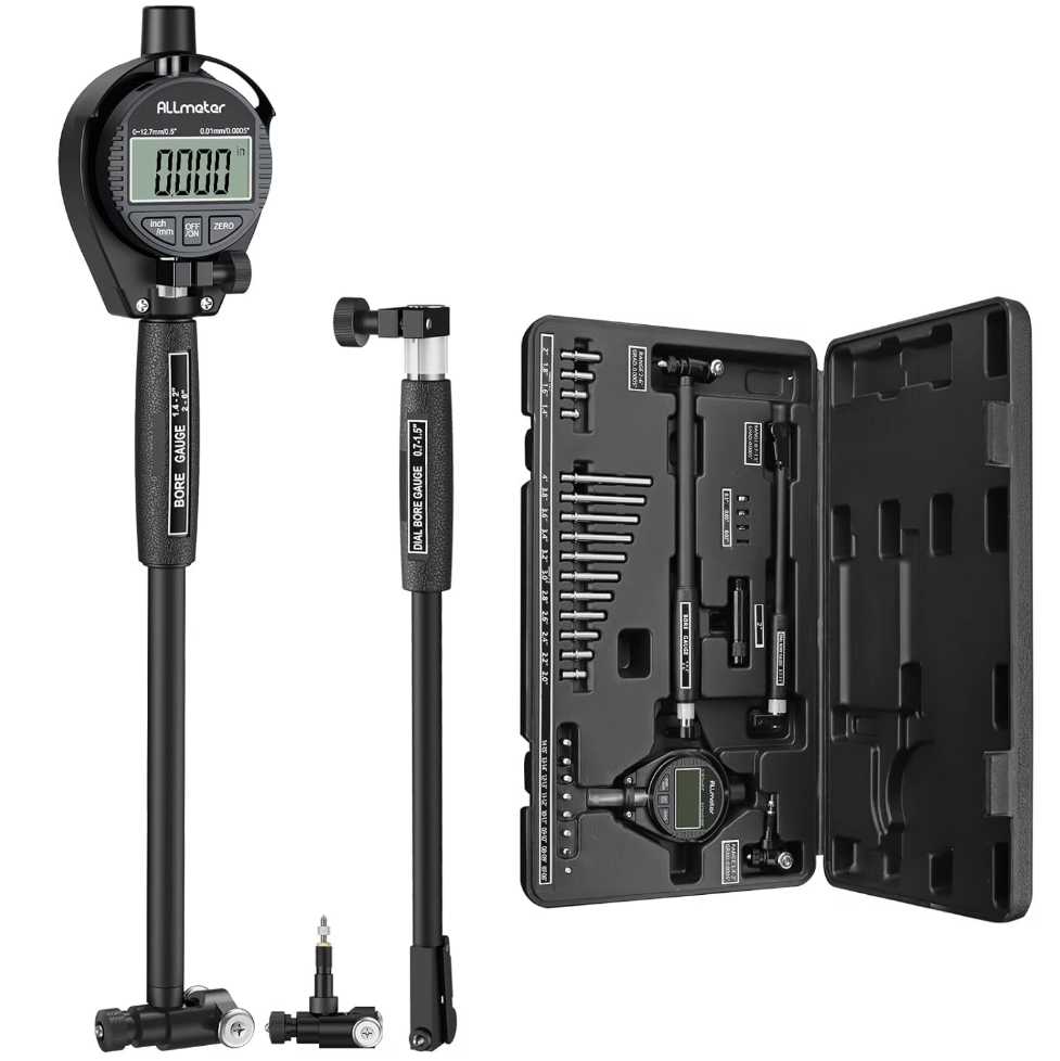 Dial Indicator Bore Gauge with 0.7"-6"/0.0005" Measuring Range Dial Bore Gauge Set with 23PCS Anvils & 6" Measuring Depth for Engine Cylinder Deep Engine Hole Cylinder Measurement Gage