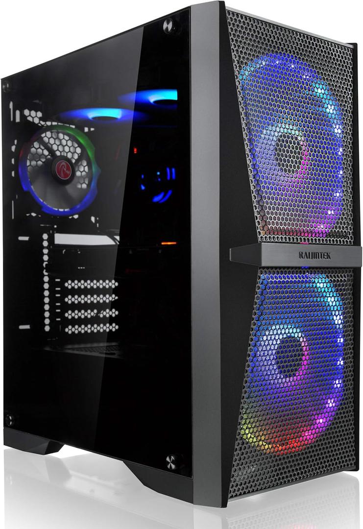 RAIJINTEK SILENOS MS PRO, PC Case ATX Tower with Mesh at Front and Tempered Glass (4.0mm) Side Panel, Comes with Pre-Installed 2pcs 200mm ARGB Fans at Front and 1pcs 120mm ARGB Fan at Rear.
