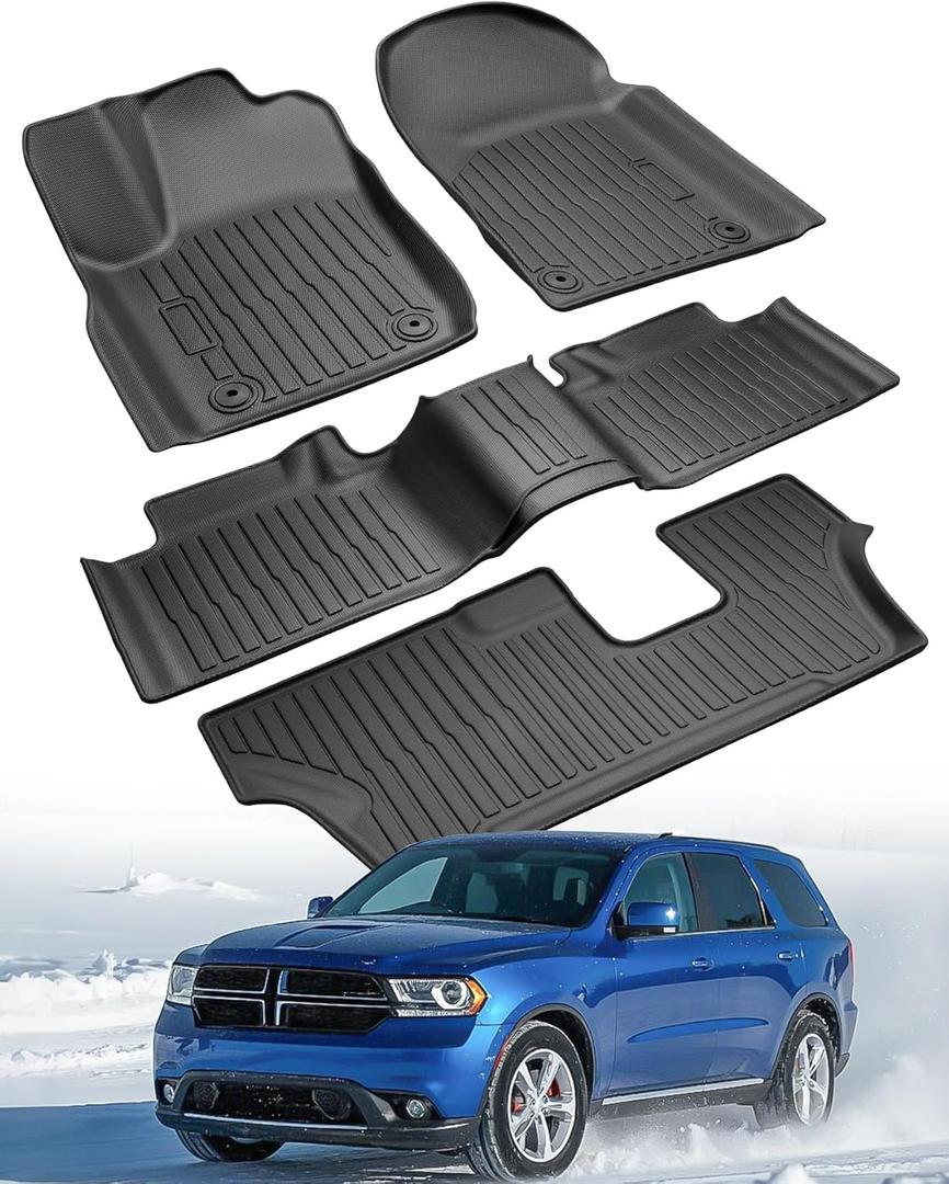 Custom Fit 4 Pcs Floor Mats for Dodge Durango 2011-2015 - All-Weather Rubber Mats & Liners, Heavy Duty Car Interior Protection for SUV, Weather-Resistant & Easy to Clean