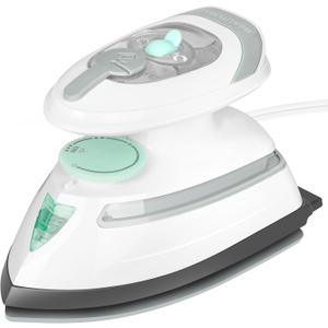 BEAUTURAL Mini Travel Steam Iron for Clothes with Dual Voltage, Temperature Control, Non-Stick Soleplate and Cord Storage, Ideal for Sewing, Quilting and Handcraft (White)
