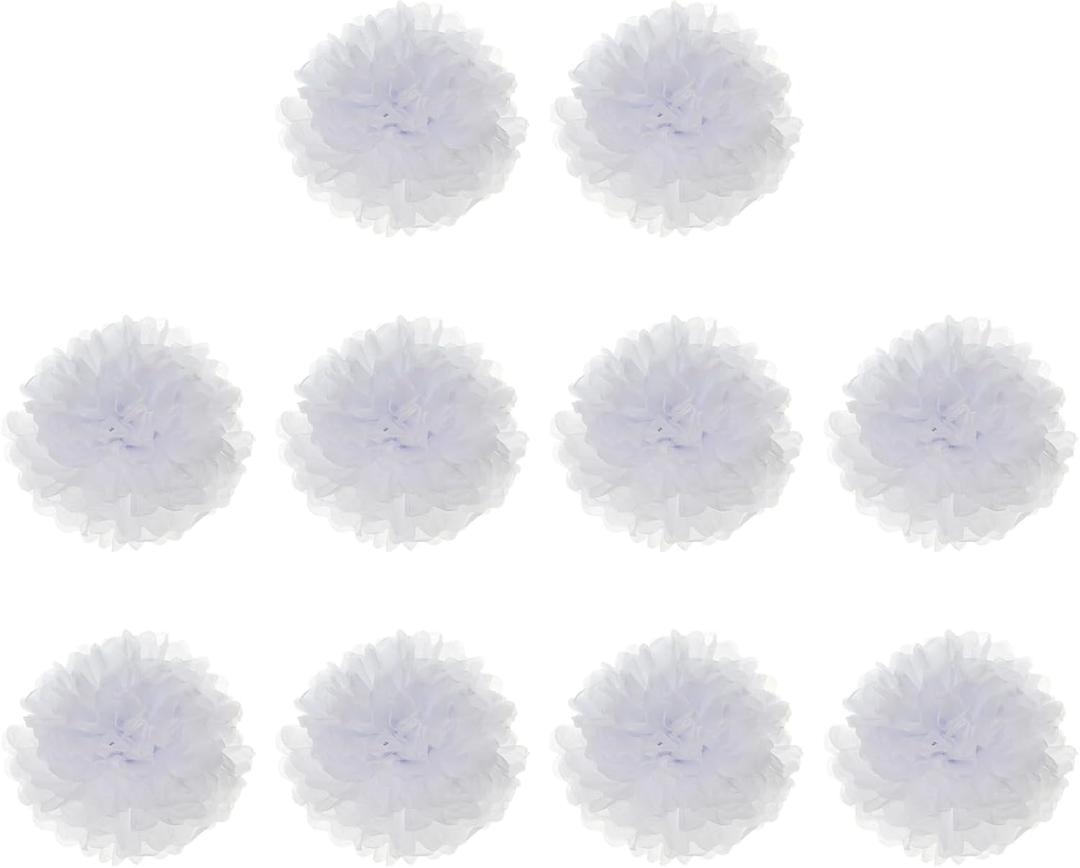 M METERXITY 10 Pack Tissue Pom Poms Flowers - Wedding Decoration, Durable & Beautiful, Apply to Birthday/Party/Wedding (6 Inches, White)