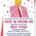 6 x Funny Fathers Day Card for Husband or Dad, Fathers Day Gift from Wife Family, Adult Humor Novelty Greeting Card, Amazing Dad Appreciation Card