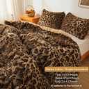 XeGe Cheetah Print Fluffy Faux Fur Duvet Cover Set, 3 Pieces Soft Plush Shaggy Fuzzy Bedding Set(1 Faux Fur Leopard Print Comforter Cover + 2 Furry Pillowcases), Zipper Closure(Queen, Brown)