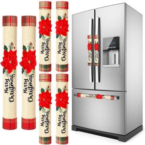 Patelai 6pcs Christmas Refrigerator Door Handle Covers Set Fridge Handle Protectors Microwave Refrigerator Handle Covers for Xmas Kitchen Party Decorations(Flower)