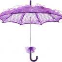 Fdit Bridal Lace Cotton Umbrella Parasol Costume for Wedding Parties Dancing Photography Prop (Purple)