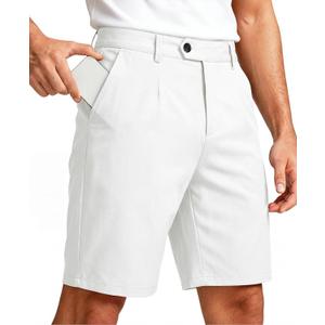 GINGTTO Men's Chino Shorts 9" Stretch Lightweight Golf Shorts for Men with Expandable Waist (36, White)
