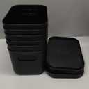 6 Pack Black Storage Bins with Lids Stackable Storage Container for Organizing, Black Storage Boxes with Handle for Shelves, Cute Organizer Bins for Craft, Snacks, 9.85x6.9x5.7 inch