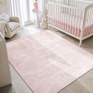 LIANLAM Washable Rug 6x9 Area Rugs for Living Room - Stain Resistant Non-Slip Backing Boho Rug for Bedroom, Durable & Ultra-Thin Vintage Large Area Rug (6x9,Pink)
