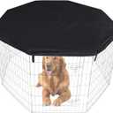 HiCaptain Pet Playpen Top Cover for Indoor and Outdoor Use - Escape-Proof and Sunshade Shield Protector Fits for 24 inches Wide 8 Panel Dog Crate Pen (Black)
