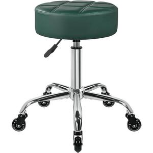 KKTONER Fashion Nine-Grid Salon Stool with Wheels 4.3-inch Thick Cushion Height Adjustable Swivel Stool Chair Smooth Gliding for Tattoo Facial Massage Spa (Vintage Green)