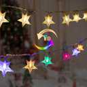 Minetom Star String Lights Plug in - 33 ft 100 LED Star Fairy String Lights with Remote and Timer, Waterproof for Bedroom Tent Loft Bed Shelf Porch Patio Garden Party Dcor, Warm White + Multicolor