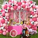 142Pcs Western Cowboy Cowgirl Party Decorations Rodeo Party Decorations Cowboy Cowgirl Balloons Backdrop and Tablecloth Set for Country Western Theme Birthday Baby Shower Decor