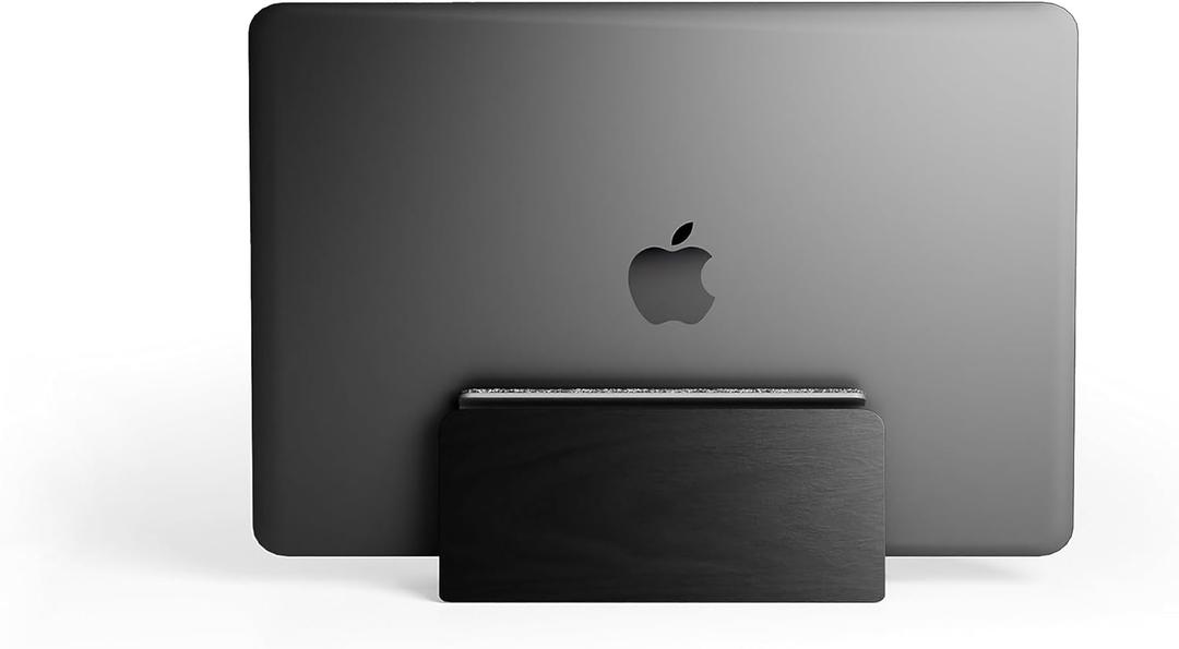 Raico Vertical Laptop Stand Black Wood Dual Laptop MacBook Holder Clamshell Stand (Black Wood, Single Slot)