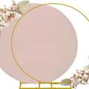 6.6ft Round Backdrop Stand and Cameo Brown Covers 1 Stable Balloon Arch Stand with Base and 1 Polyster Circle Arch Cover Metal Wedding Arch Backdrop Stand Frame for Party Baby Shower Garden Decoration