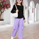 Mikrdoo Toddler Girl Clothes for Girls Outfits Fall Winter Ruched Long Sleeve Crop Top Cargo Pants 2 Piece Clothing Set (4-5T)