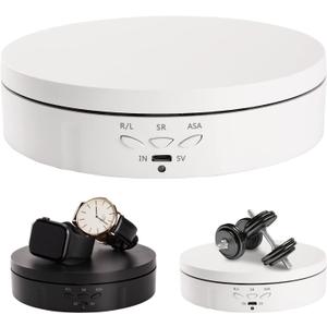 22 lbs Motorized Rotating Display Stand for Jewelry, 360 Degree, Automatic Mute Rotating Display Stand, Electronic Turntable with USB Charging Port for Display, Photography Products, Cupcakes, Toys