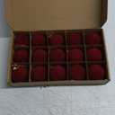 Brightown 15 Pcs Red Velvet Christmas Balls, 3.15 Inch Velvet Ornaments for Christmas Tree, Christma Tree Flocked Ornaments Balls for Family Holiday Wedding Party Xmas Hanging Decoration