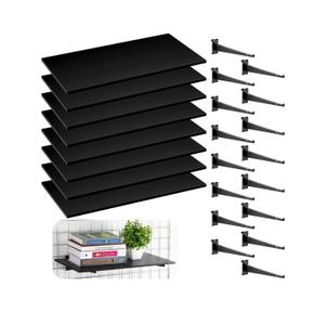 Barydat 8 Pack Gridwall Shelf with Metal Brackets 24 x 12 Inches Wooden Gridwall Shelves Organizer Heavy Duty Grid Wall Accessories for Home Garage Workbench Retail Display