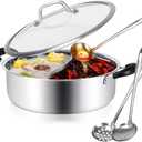 Hot Pot with Divider Stainless Steel Shabu Shabu Pot for Induction Cooktop Gas Stove 11 Suitable for 2-3 Person (11 inch)